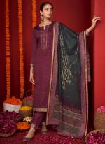 Pure Viscose Satin Violet Festival Wear Embroidery Work Straight Suit